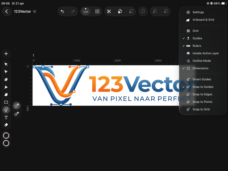 logo vectoriseren op iPad met Linearity Curve — bronbestand geladen